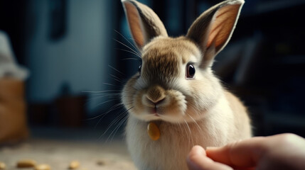 rabbit in the grass, cute rabbit on a garden, generative ai