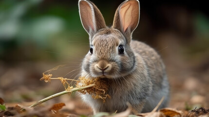 Naklejka na ściany i meble rabbit in the grass, cute rabbit on a garden, generative ai