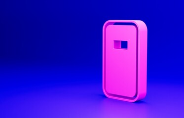 Pink Police assault shield icon isolated on blue background. Minimalism concept. 3D render illustration