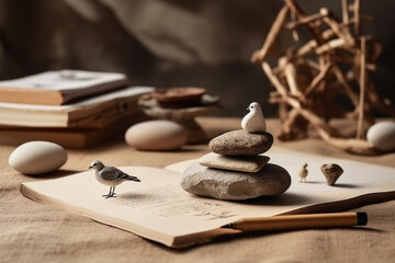A peaceful and serene image representing the concept of mindfulness and slow living, promoting relaxation, balance, and self-awareness. Ai generated.
