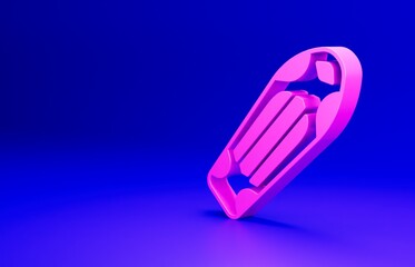 Pink Skateboard deck icon isolated on blue background. Extreme sport. Sport equipment. Minimalism concept. 3D render illustration