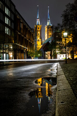 Cathedral at night on Ostrów Tumski in Wroclaw, Poland. - 598012598