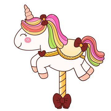 carousel cute unicorn cartoon