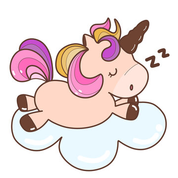 cute unicorn sleeping cartoon