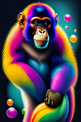 Abstract Colors Digital painting of a gorilla