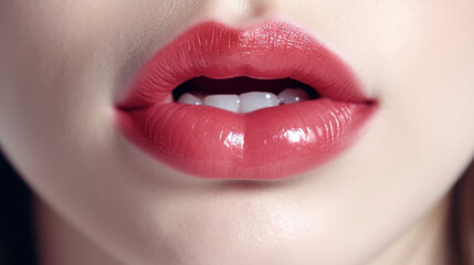 Obraz premium Bleb on a lip on white background, generative ai