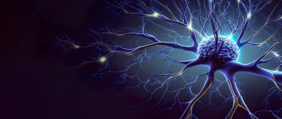 A  Neurons and synapse with lights on it-Generative AI	
