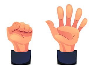 Hand gesture sign fist arm isolated set. Vector graphic design illustration
