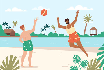 Obraz na płótnie Canvas Beach sea summer vacation concept. Vector graphic design element illustration 