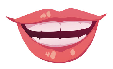 Smile woman mouth lips isolated on white background. Vector graphic design illustration element