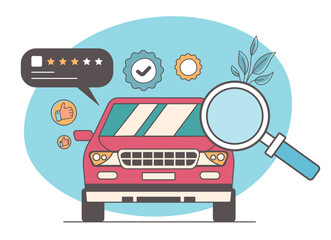 Naklejka premium Car automobile rating feedback service app concept. Vector graphic design illustration 