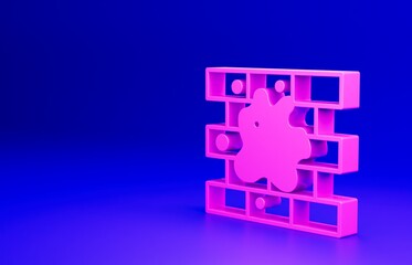 Pink Painting the house icon isolated on blue background. Minimalism concept. 3D render illustration