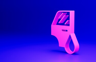 Pink Car painting icon isolated on blue background. Car body repair process. Minimalism concept. 3D render illustration