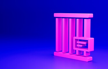 Pink Animal cage icon isolated on blue background. Minimalism concept. 3D render illustration