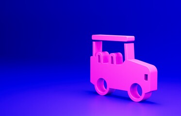 Pink Safari car icon isolated on blue background. Minimalism concept. 3D render illustration