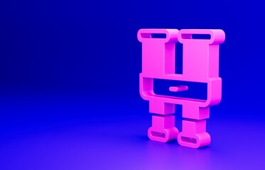 Pink Binoculars icon isolated on blue background. Find software sign. Spy equipment symbol. Minimalism concept. 3D render illustration