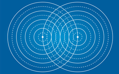 Young's Interference Experiment in Physics. Physics waves, wave mechanics, diffraction, propagation, wave sequence.