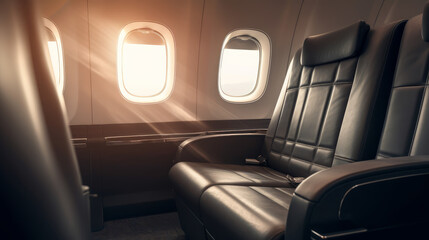Interior of luxury plane, generative ai