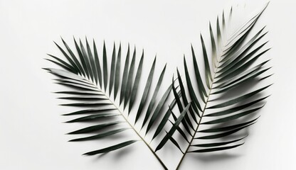 Palm tropical leaves on white background, tropic background, white, generated AI