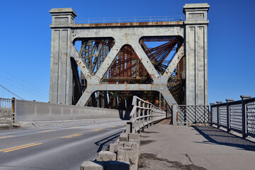 The Quebec Bridge entry arch on Levis end. Between Levis and Saint-Foy above Saint Lawrence river.