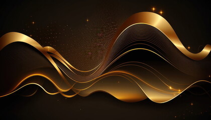 Abstract golden glowing shiny wave lines