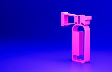 Pink Fire extinguisher icon isolated on blue background. Minimalism concept. 3D render illustration