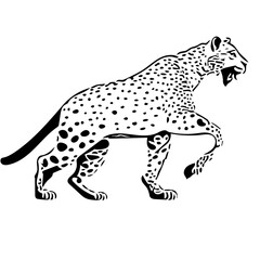 Silhouette of a leopard | Silhouette of a cheetah roaring | Vector illustration
