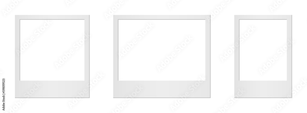 Poster empty white photo frame. set realistic photo card frame mockup - vector for stock