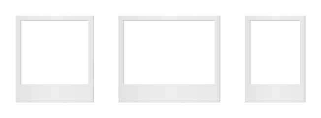 Empty white photo frame. Set realistic photo card frame mockup - vector for stock - obrazy, fototapety, plakaty