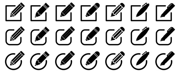 Pencil icon note edit document, sign up, set edit icons - stock vector