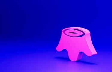 Pink Tree stump icon isolated on blue background. Minimalism concept. 3D render illustration