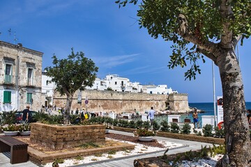 View of the historic city walls of Monopoli