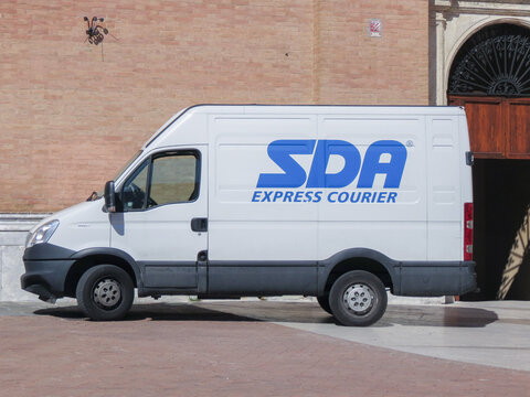 SIENA, ITALY: White SDA van