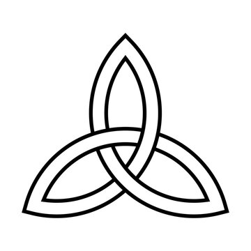 Triquetra, an emblem of the Trinity, formed by the interlacing of three equal arcs or portions of circles. Celtic triangular knot, a symbol and sign, often used in ancient Christian ornamentation.