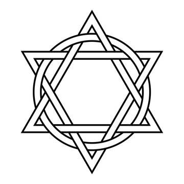 Two triangles interlaced with a circle. Ancient Christian emblem, representing the eternity and the perfection of the Trinity, the union between the Father, the Son Jesus Christ and the Holy Spirit.