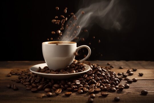 mug cafe morning bean aroma cup espresso drink brown breakfast. Generative AI. Generative AI © SHOTPRIME STUDIO