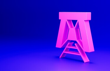 Pink Mine entrance icon isolated on blue background. Minimalism concept. 3D render illustration