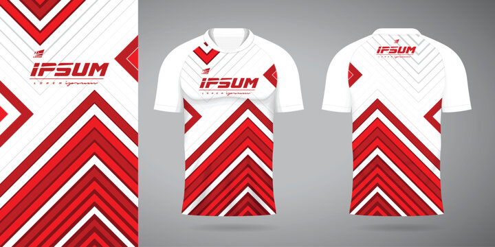 Red White Jersey Sport Uniform Shirt Design Template