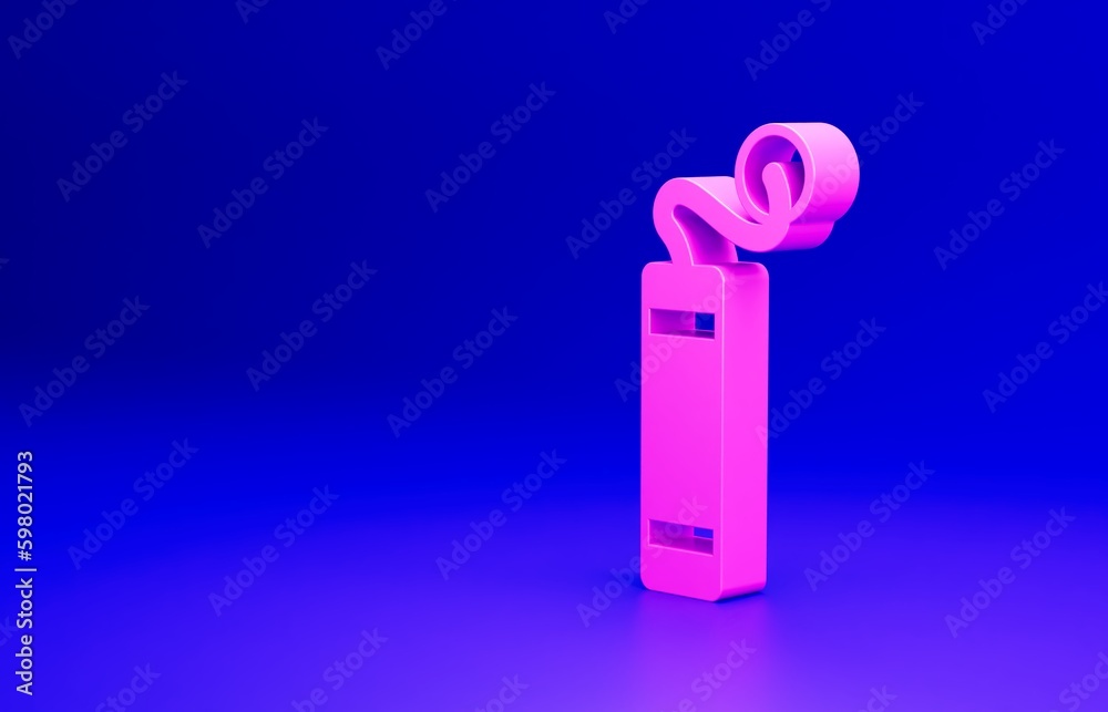 Sticker Pink Detonate dynamite bomb stick icon isolated on blue background. Time bomb - explosion danger concept. Minimalism concept. 3D render illustration