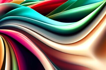 Waves of Brilliance: Digital Abstract Art with Colorful Silk-Like Waves