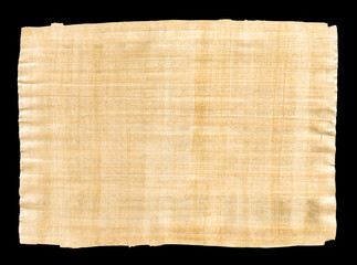 Old papyrus texture isolated on black background
