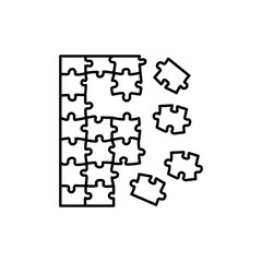 Jigsaw puzzle black line icon.