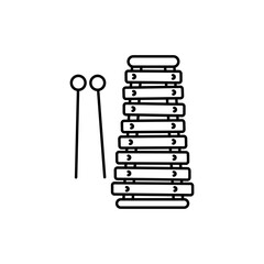 Toy kids xylophone black line icon.