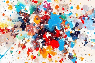 Abstract Expressionism: Bold and Colorful Paint Splash on White