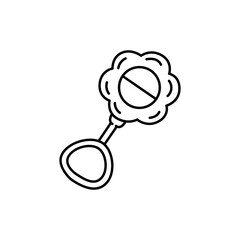 Baby rattle black line icon.