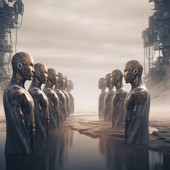 AI, robots, cyborgs, apocalypse, city