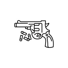 Children's gun black line icon.