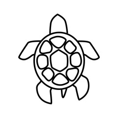 Obraz premium Vector black silhouette of a turtle isolated on a white background. Reptile. Animals. Turtle logo or icon. Easy editable layered vector illustration. Outline style
