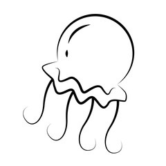 Ocean jellyfish. Marine underwater jellyfish, ocean sea transparent creature vector isolated illustration. Cute jellyfish animal. Jellyfish medusa, aquatic underwater and undersea