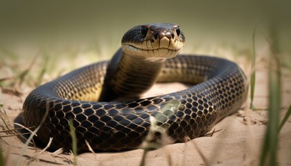 A snake in a grassland ai, ai generative, illustration